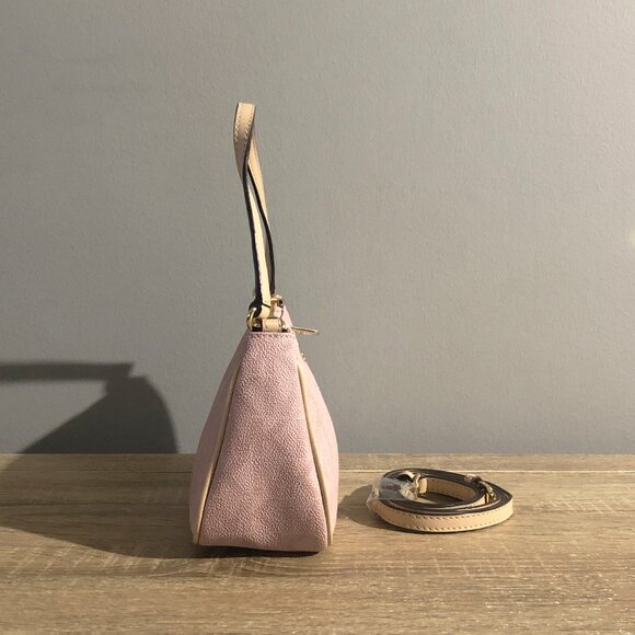 Michael Kors Monogram Mini Apricot Pink Shoulder Crossbody Bag - Picture 4 of 14